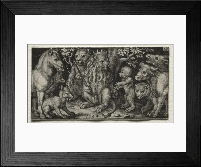 Framed Print : The King of Beasts, 1594. Creator: Nicolaes de Bruyn (Netherlandish, 1571-1656); A Framed Print : The King of Beasts, 1594. Creator: Nicolaes de Bruyn (Netherlandish, 1571-1656); A