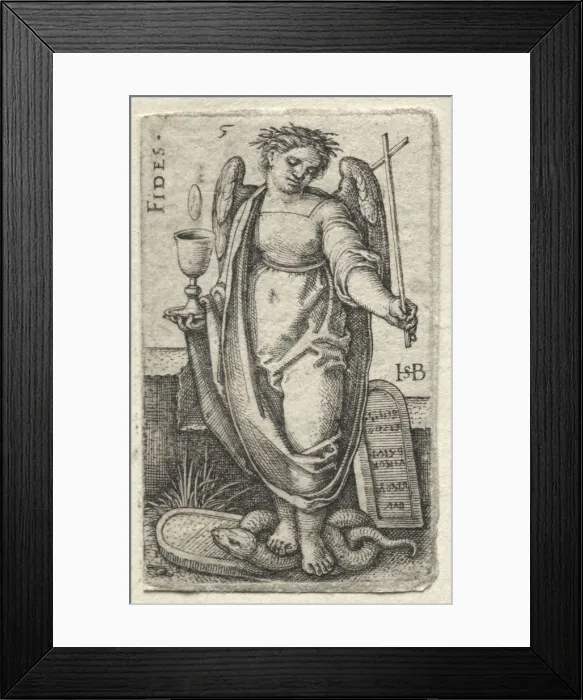 Framed Print : The Knowledge of God and the Seven Cardinal Virtues: Fidelity - Fides. Creator: Hans Sebald Beham Framed Print : The Knowledge of God and the Seven Cardinal Virtues: Fidelity - Fides. Creator: Hans Sebald Beham