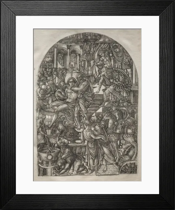 Framed Print : The Apocalypse: The Martyrdom of St. John the Evangelist, 1546-1556. Creator: Jean Duvet (French Framed Print : The Apocalypse: The Martyrdom of St. John the Evangelist, 1546-1556. Creator: Jean Duvet (French
