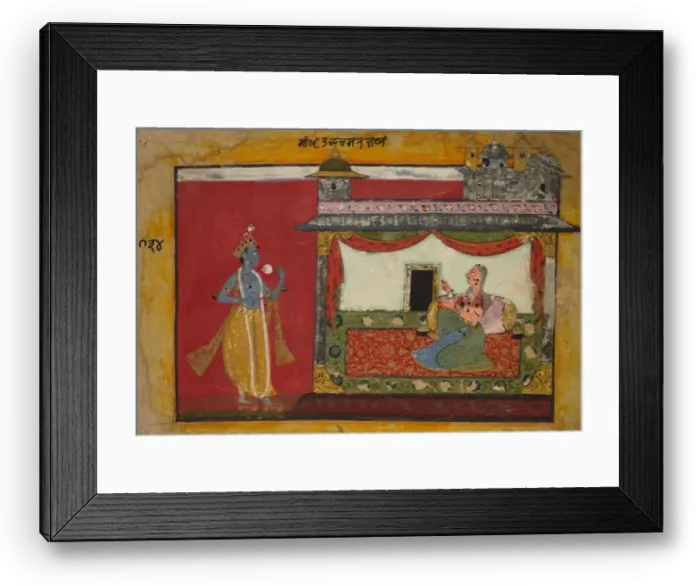 Framed Print : The Approach of Krishna. Page from a Rasamanjari, c. 1660-1670. Creator: Unknown Framed Print : The Approach of Krishna. Page from a Rasamanjari, c. 1660-1670. Creator: Unknown