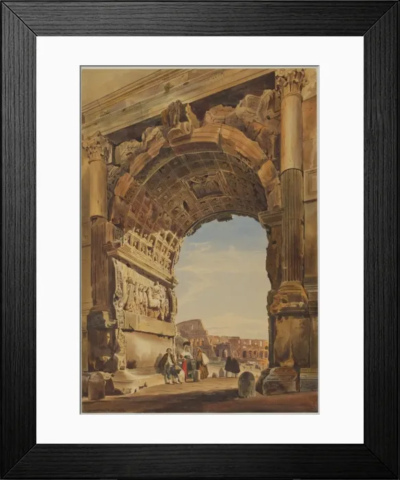 Framed Print : The Arch of Titus and the Coliseum, Rome, 1846. Creator: Thomas Hartley Cromek (British Framed Print : The Arch of Titus and the Coliseum, Rome, 1846. Creator: Thomas Hartley Cromek (British