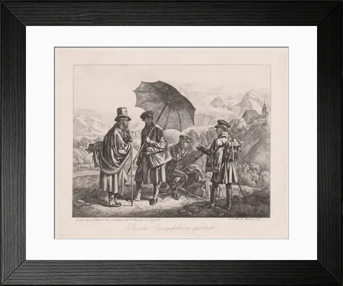 Framed Print : The Artists on Their Journey, 1819. Creator: Johann Adam Klein (German, 1792-1875) Framed Print : The Artists on Their Journey, 1819. Creator: Johann Adam Klein (German, 1792-1875)