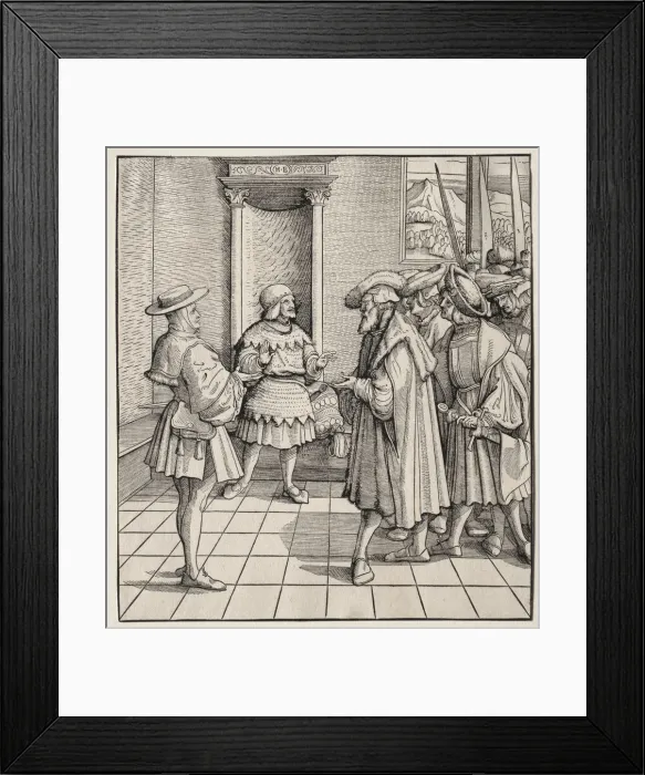 Framed Print : The Bad Advice of One Little Man to Another, 1512-1516. Creator: Hans Burgkmair (German Framed Print : The Bad Advice of One Little Man to Another, 1512-1516. Creator: Hans Burgkmair (German