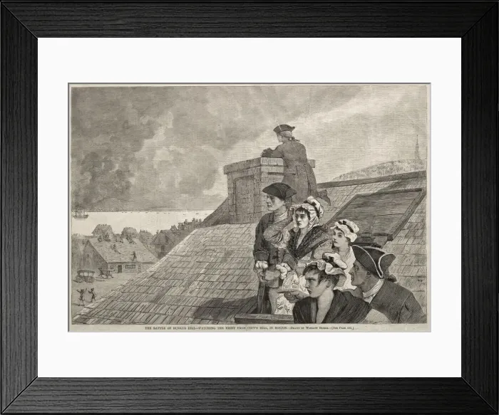 Framed Print : The Battle of Bunker Hill - Watching the Fight from Copps Hill, in Boston, 1875. Creator Framed Print : The Battle of Bunker Hill - Watching the Fight from Copps Hill, in Boston, 1875. Creator