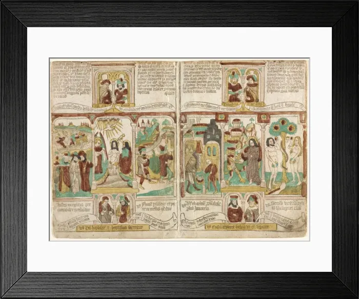 Framed Print : The Bible of the Poor (Biblia Pauperum), Pharaohs Army Drowned in the Red Sea... 1450-1465 Framed Print : The Bible of the Poor (Biblia Pauperum), Pharaohs Army Drowned in the Red Sea... 1450-1465