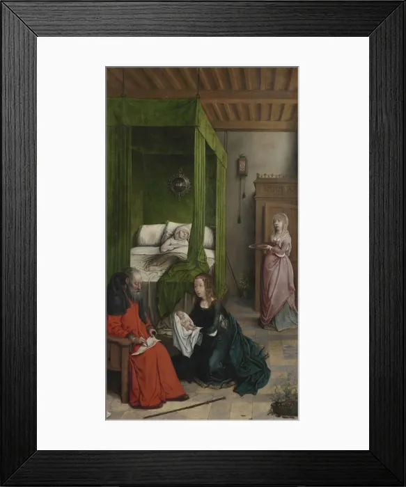 Framed Print : The Birth and Naming of John the Baptist, 1496-99. Creator: Juan de Flandes (Netherlandish, c Framed Print : The Birth and Naming of John the Baptist, 1496-99. Creator: Juan de Flandes (Netherlandish, c