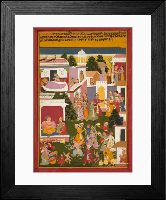 Framed Print : The Birth of Krishna, from a Sursagar of Surdas, c. 1700. Creator: Unknown Framed Print : The Birth of Krishna, from a Sursagar of Surdas, c. 1700. Creator: Unknown