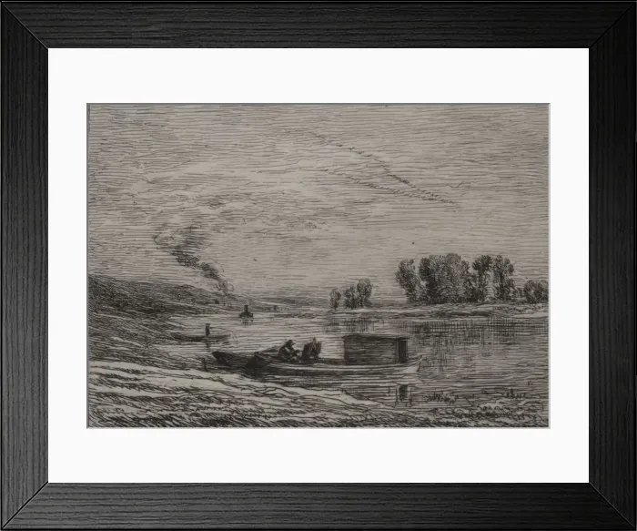 Framed Print : The Boat in Conflans, 1866. Creator: Charles Francois Daubigny (French, 1817-1878) Framed Print : The Boat in Conflans, 1866. Creator: Charles Francois Daubigny (French, 1817-1878)