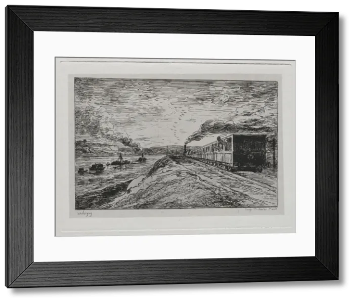 Framed Print : The Boat Trip: The Departure (The Return), 1861. Creator: Charles Francois Daubigny (French Framed Print : The Boat Trip: The Departure (The Return), 1861. Creator: Charles Francois Daubigny (French