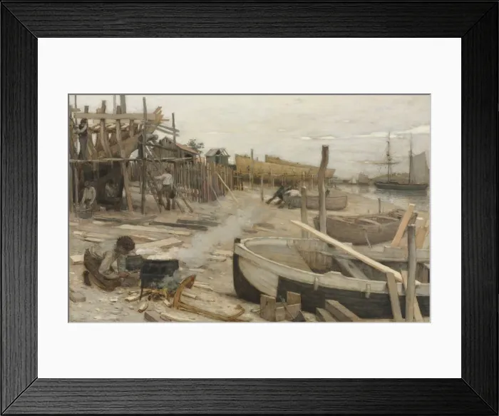 Framed Print : The Boatyard, c. 1875. Creator: Jean-Charles Cazin (French, 1841-1901) Framed Print : The Boatyard, c. 1875. Creator: Jean-Charles Cazin (French, 1841-1901)