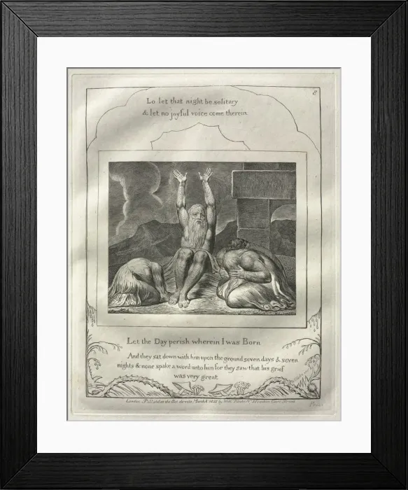 Framed Print : The Book of Job: No. 8, Let the Day perish wherin I was born, 1825. Creator: William Blake Framed Print : The Book of Job: No. 8, Let the Day perish wherin I was born, 1825. Creator: William Blake