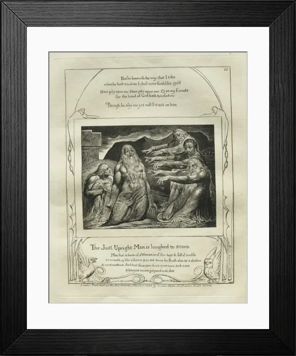 Framed Print : The Book of Job: Pl. 10, The Just Upright Man is Laughed to Scorn, 1825. Creator: William Blake Framed Print : The Book of Job: Pl. 10, The Just Upright Man is Laughed to Scorn, 1825. Creator: William Blake