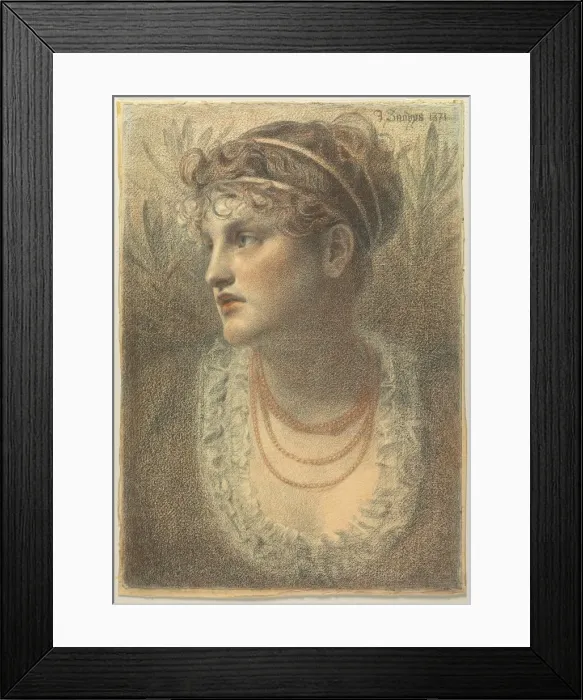 Framed Print : The Coral Necklace, 1871. Creator: Frederick Sandys (British, 1829-1904) Framed Print : The Coral Necklace, 1871. Creator: Frederick Sandys (British, 1829-1904)
