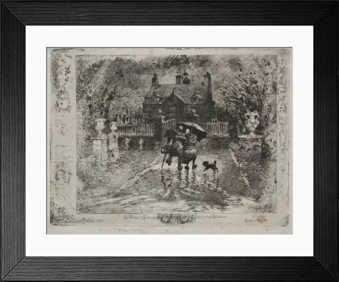 Framed Print : The Country Neighbors, 1879-1880. Creator: Felix Hilaire Buhot (French, 1847-1898)