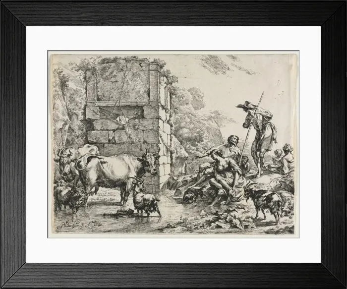 Framed Print : The Cow Drinking. Creator: Nicolaes Berchem (Dutch, 1620-1683) Framed Print : The Cow Drinking. Creator: Nicolaes Berchem (Dutch, 1620-1683)