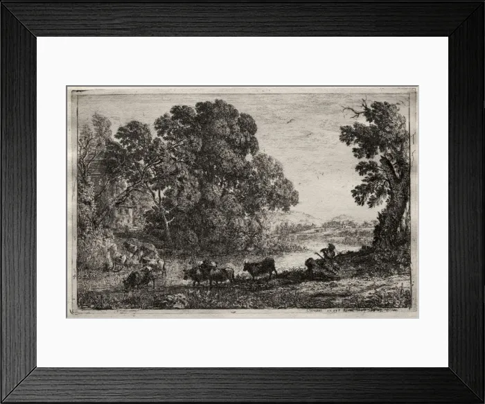 Framed Print : The Cowherd, 1606. Creator: Claude Lorrain (French, 1604-1682) Framed Print : The Cowherd, 1606. Creator: Claude Lorrain (French, 1604-1682)