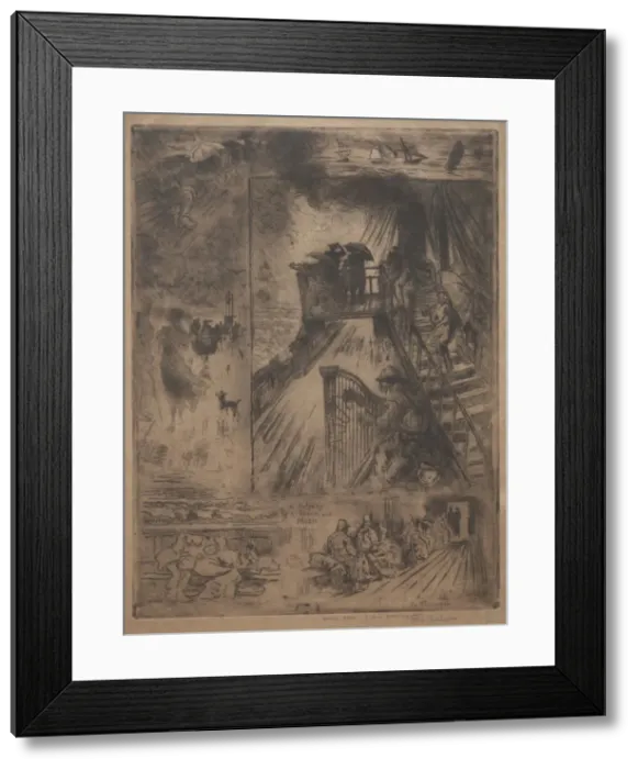 Framed Print : The Crossing, c. 1880. Creator: Felix Hilaire Buhot (French, 1847-1898) Framed Print : The Crossing, c. 1880. Creator: Felix Hilaire Buhot (French, 1847-1898)
