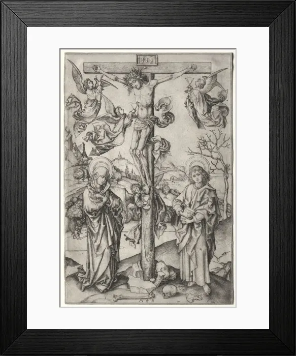 Framed Print : The Crucifixion with Four Angels. Creator: Martin Schongauer (German, c. 1450-1491) Framed Print : The Crucifixion with Four Angels. Creator: Martin Schongauer (German, c. 1450-1491)
