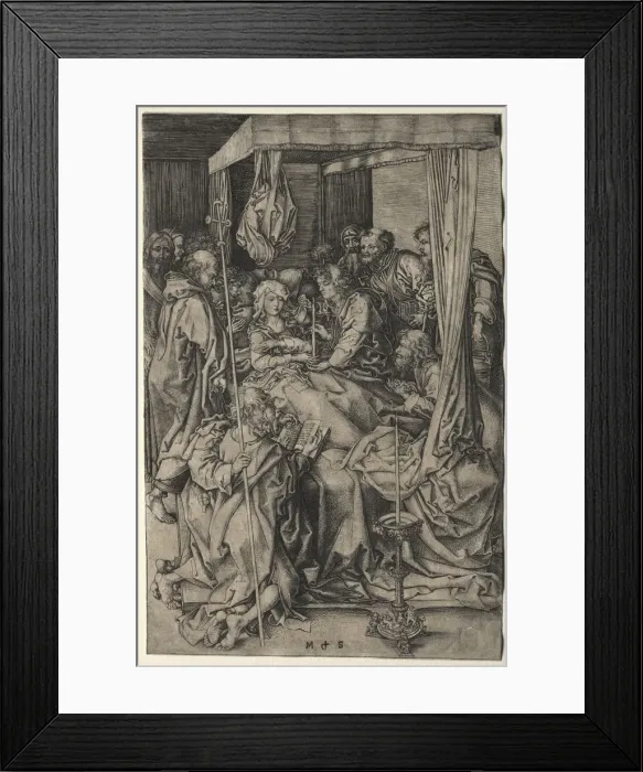 Framed Print : The Death of the Virgin. Creator: Martin Schongauer (German, c. 1450-1491) Framed Print : The Death of the Virgin. Creator: Martin Schongauer (German, c. 1450-1491)