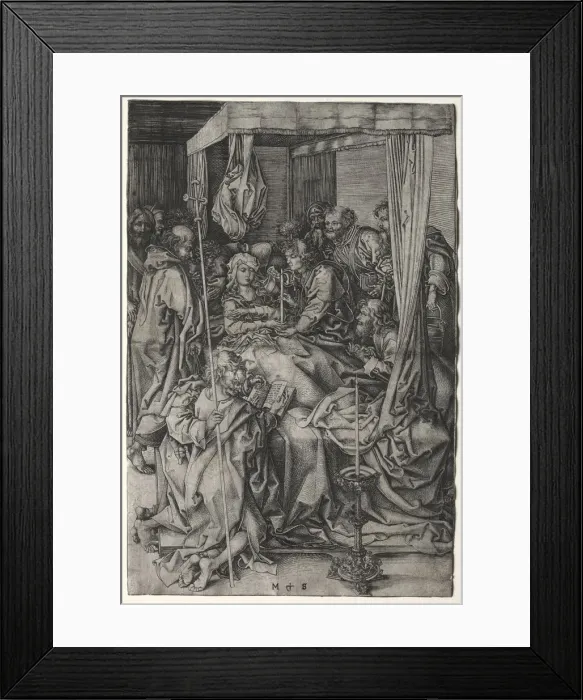 Framed Print : The Death of the Virgin. Creator: Martin Schongauer (German, c. 1450-1491) Framed Print : The Death of the Virgin. Creator: Martin Schongauer (German, c. 1450-1491)