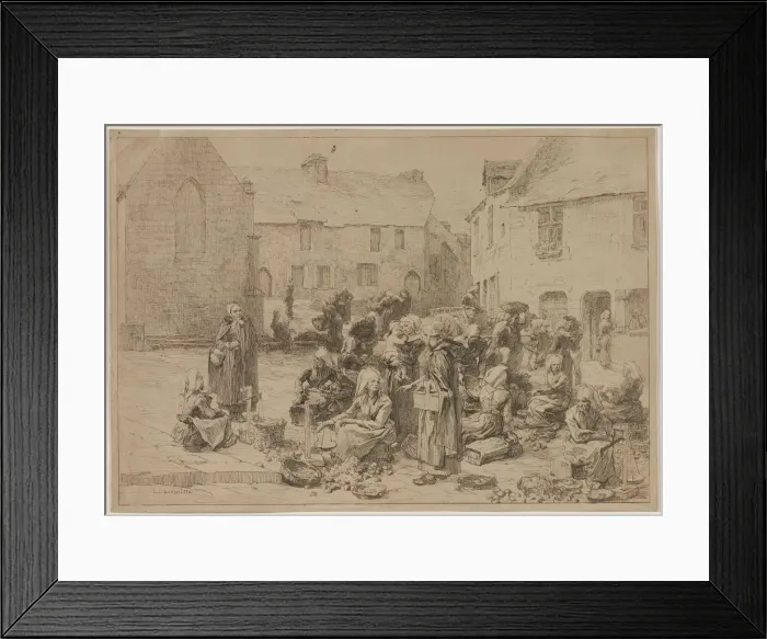 Framed Print : The Apple Market at Landerneau, 1878. Creator: Leon Augustin Lhermitte (French, 1844-1925) Framed Print : The Apple Market at Landerneau, 1878. Creator: Leon Augustin Lhermitte (French, 1844-1925)