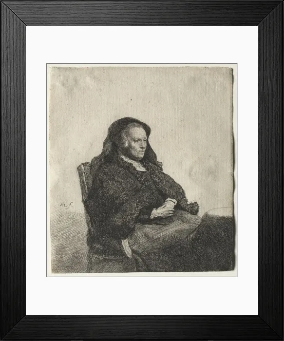 Framed Print : The Artists Mother Seated at a Table, Looking Right: Three Quarter Length, c. 1631 Framed Print : The Artists Mother Seated at a Table, Looking Right: Three Quarter Length, c. 1631