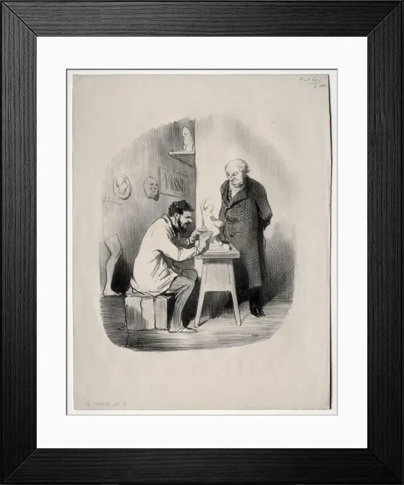 Framed Print : The Artists, plate 2: You must model me in this manner one day, 1848 Framed Print : The Artists, plate 2: You must model me in this manner one day, 1848