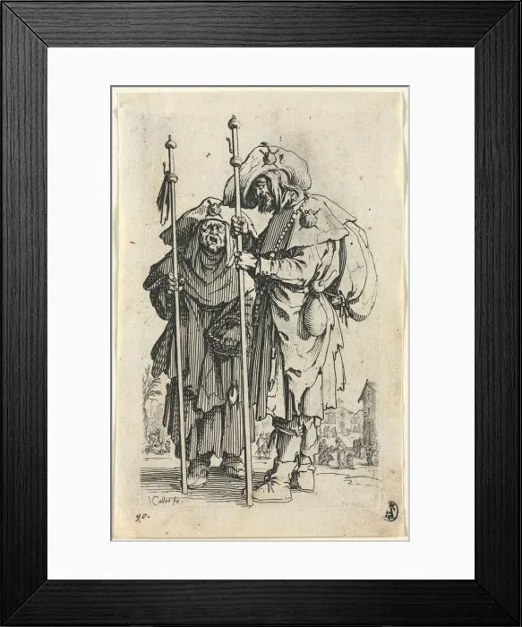 Framed Print : The Beggars: The Two Pilgrims, c. 1623. Creator: Jacques Callot (French, 1592-1635) Framed Print : The Beggars: The Two Pilgrims, c. 1623. Creator: Jacques Callot (French, 1592-1635)
