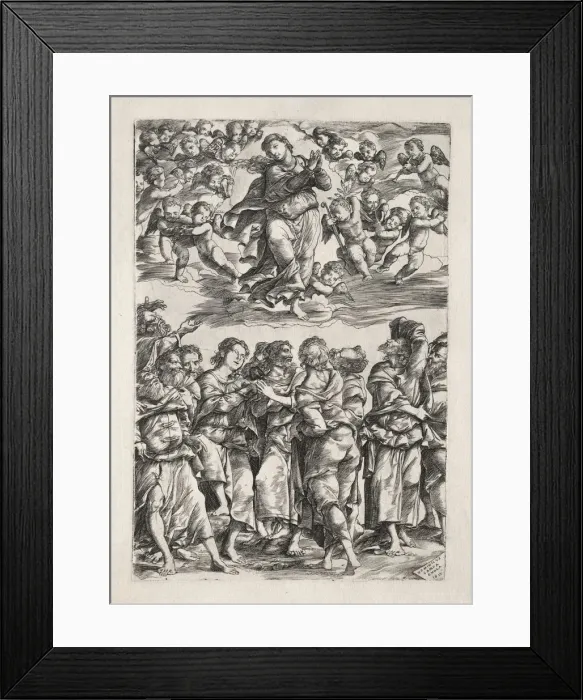 Framed Print : The Assumption of the Virgin, 1517. Creator: Domenico Campagnola (Italian, 1500-1564) Framed Print : The Assumption of the Virgin, 1517. Creator: Domenico Campagnola (Italian, 1500-1564)