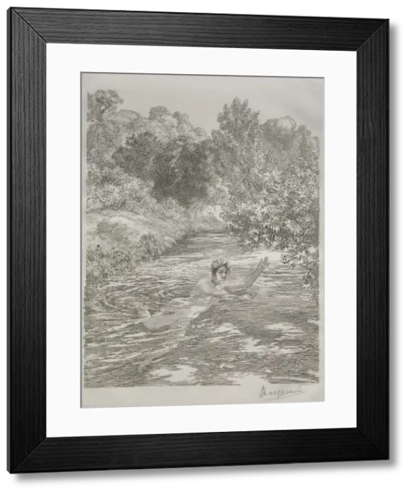 Framed Print : The Bather, c. 1860-70. Creator: Felix Bracquemond (French, 1833-1914) Framed Print : The Bather, c. 1860-70. Creator: Felix Bracquemond (French, 1833-1914)
