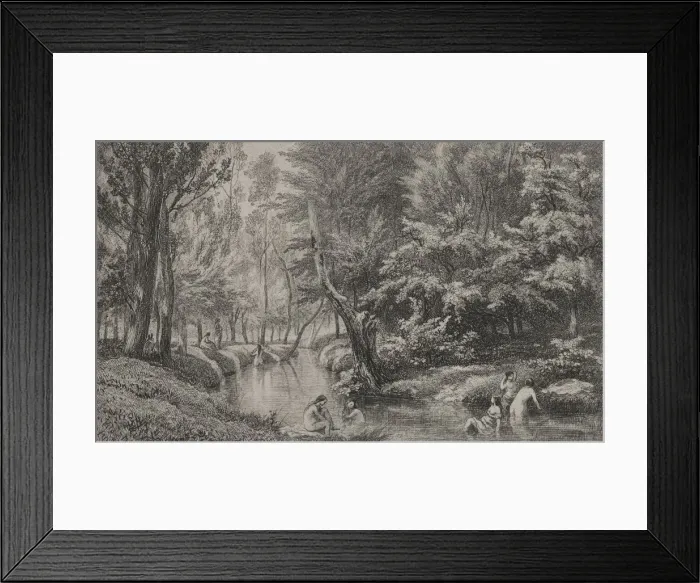 Framed Print : The Bathers, c. 1847. Creator: Charles Francois Daubigny (French, 1817-1878) Framed Print : The Bathers, c. 1847. Creator: Charles Francois Daubigny (French, 1817-1878)