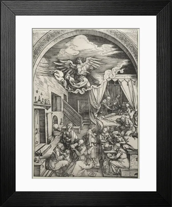 Framed Print : The Birth of the Virgin, c. 1503-1504. Creator: Albrecht Dürer (German, 1471-1528) Framed Print : The Birth of the Virgin, c. 1503-1504. Creator: Albrecht Dürer (German, 1471-1528)