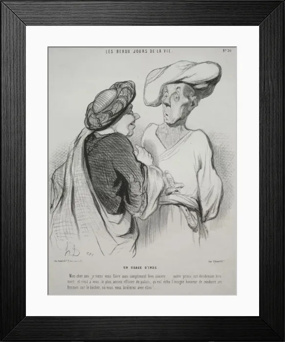 Framed Print : The Beautiful Days of Life, plate 30: An Indian Custom, 1844. Creator: Honore Daumier (French Framed Print : The Beautiful Days of Life, plate 30: An Indian Custom, 1844. Creator: Honore Daumier (French