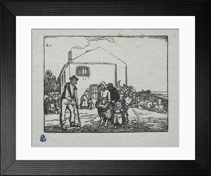 Framed Print : The Beggars at the Last House, 1905. Creator: Auguste Louis Lepere (French, 1849-1918) Framed Print : The Beggars at the Last House, 1905. Creator: Auguste Louis Lepere (French, 1849-1918)