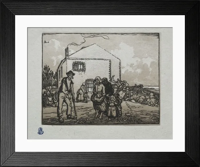 Framed Print : The Beggars at the Last House, 1905. Creator: Auguste Louis Lepere (French, 1849-1918) Framed Print : The Beggars at the Last House, 1905. Creator: Auguste Louis Lepere (French, 1849-1918)