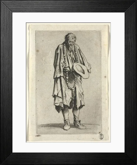 Framed Print : The Beggars: Beggar with Rosary, c. 1623. Creator: Jacques Callot (French, 1592-1635) Framed Print : The Beggars: Beggar with Rosary, c. 1623. Creator: Jacques Callot (French, 1592-1635)
