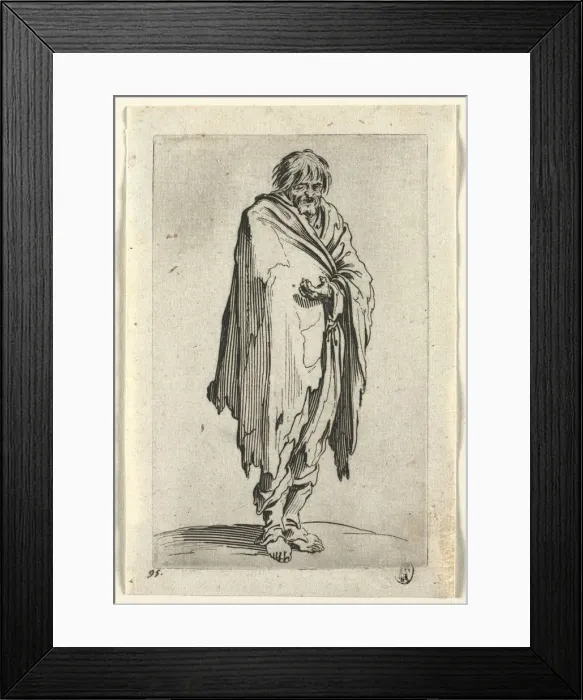 Framed Print : The Beggars: Beggar without Hat or Shoes, c. 1623. Creator: Jacques Callot (French, 1592-1635) Framed Print : The Beggars: Beggar without Hat or Shoes, c. 1623. Creator: Jacques Callot (French, 1592-1635)