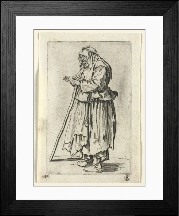 Framed Print : The Beggars: Beggar Woman Coming to Receive Alms, c. 1623. Creator: Jacques Callot (French Framed Print : The Beggars: Beggar Woman Coming to Receive Alms, c. 1623. Creator: Jacques Callot (French
