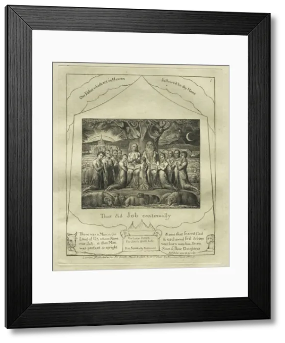 Framed Print : The Book of Job: Pl. 1, Thus did Job continually, 1825. Creator: William Blake (British Framed Print : The Book of Job: Pl. 1, Thus did Job continually, 1825. Creator: William Blake (British