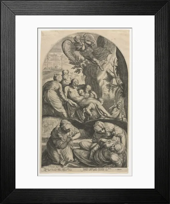 Framed Print : The Disciples of Christ Carrying His Body to the Tomb, 1594. Creator: Jacob Matham (Dutch Framed Print : The Disciples of Christ Carrying His Body to the Tomb, 1594. Creator: Jacob Matham (Dutch