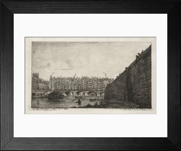 Framed Print : The Exchange Bridge, Paris, about 1784, 1855. Creator: Charles Meryon (French, 1821-1868) Framed Print : The Exchange Bridge, Paris, about 1784, 1855. Creator: Charles Meryon (French, 1821-1868)