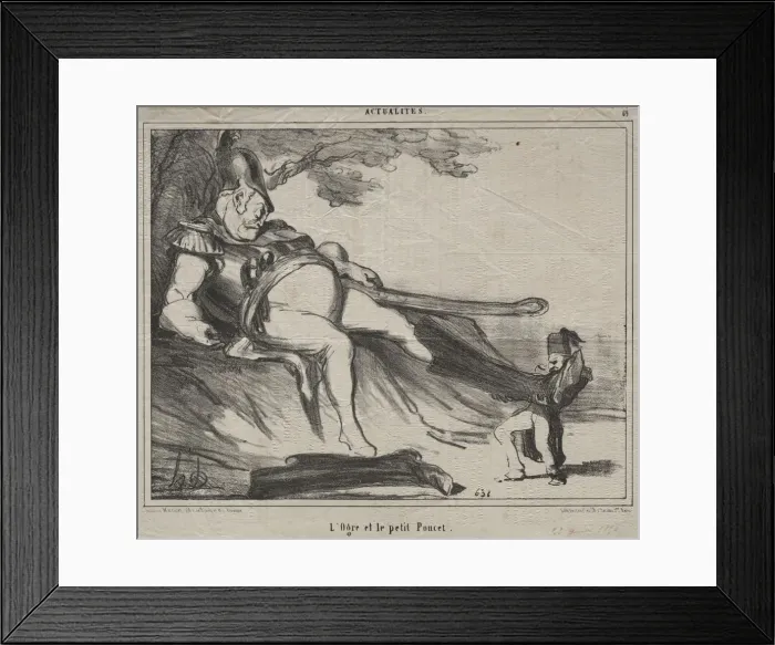 Framed Print : The Cossacks for laughter (plate 61): The ogre and his little Tom Thumb, 1854. Creator Framed Print : The Cossacks for laughter (plate 61): The ogre and his little Tom Thumb, 1854. Creator