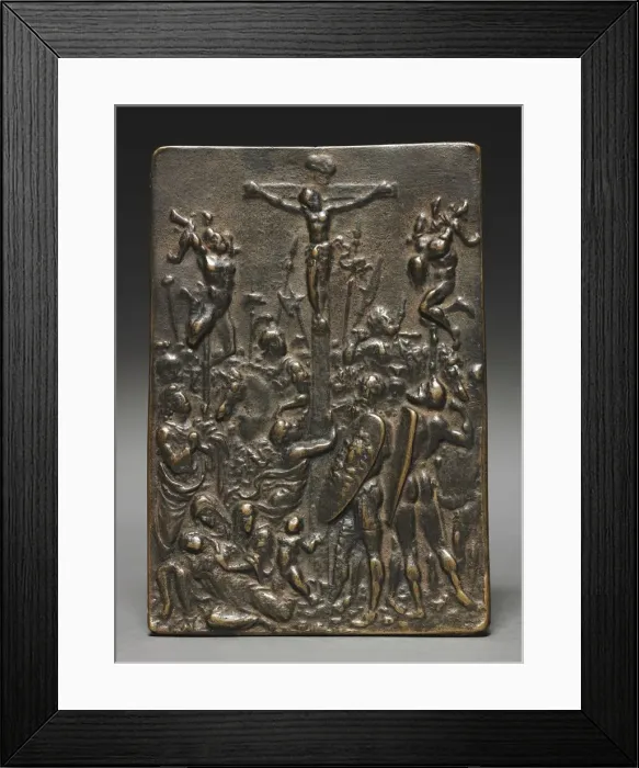 Framed Print : The Crucifixion, 16th century. Creator: Moderno (Italian, 1467-1528), cast after a model by Framed Print : The Crucifixion, 16th century. Creator: Moderno (Italian, 1467-1528), cast after a model by
