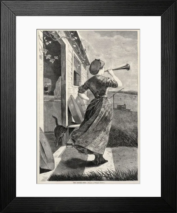 Framed Print : The Dinner Horn, 1870. Creator: Winslow Homer (American, 1836-1910) Framed Print : The Dinner Horn, 1870. Creator: Winslow Homer (American, 1836-1910)