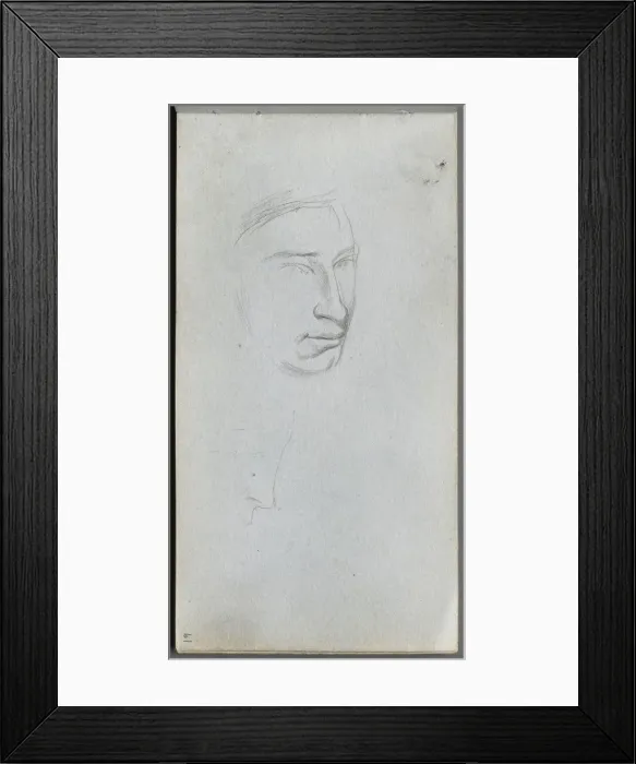 Framed Print : Sketchbook, page 61: Face, 3 / 4 view profile. Creator: Ernest Meissonier (French, 1815-1891) Framed Print : Sketchbook, page 61: Face, 3 / 4 view profile. Creator: Ernest Meissonier (French, 1815-1891)