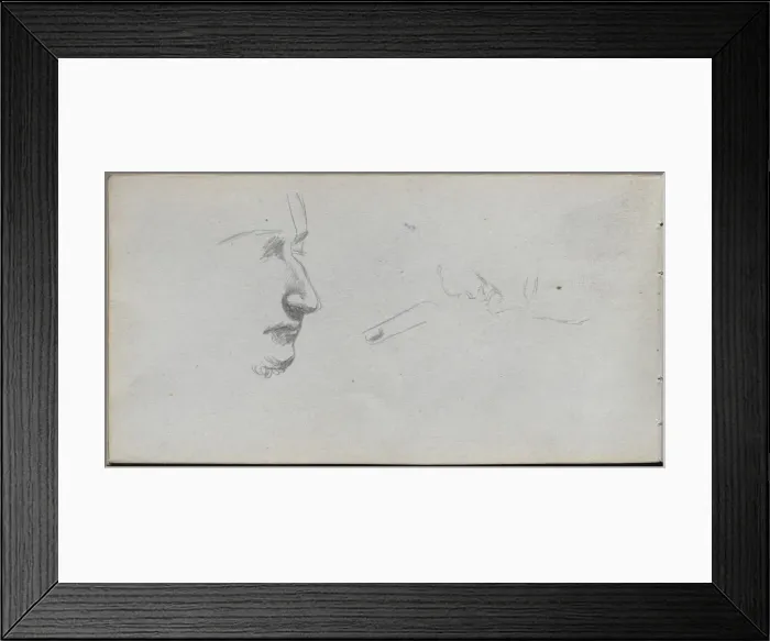 Framed Print : Sketchbook, page 80: Study of Faces. Creator: Ernest Meissonier (French, 1815-1891)