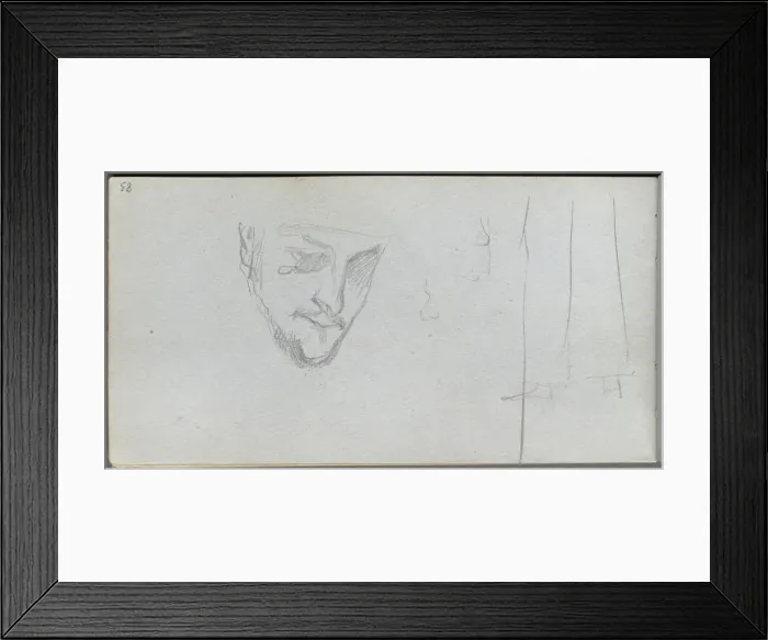 Framed Print : Sketchbook, page 83: Study of a Face, Legs. Creator: Ernest Meissonier (French, 1815-1891) Framed Print : Sketchbook, page 83: Study of a Face, Legs. Creator: Ernest Meissonier (French, 1815-1891)