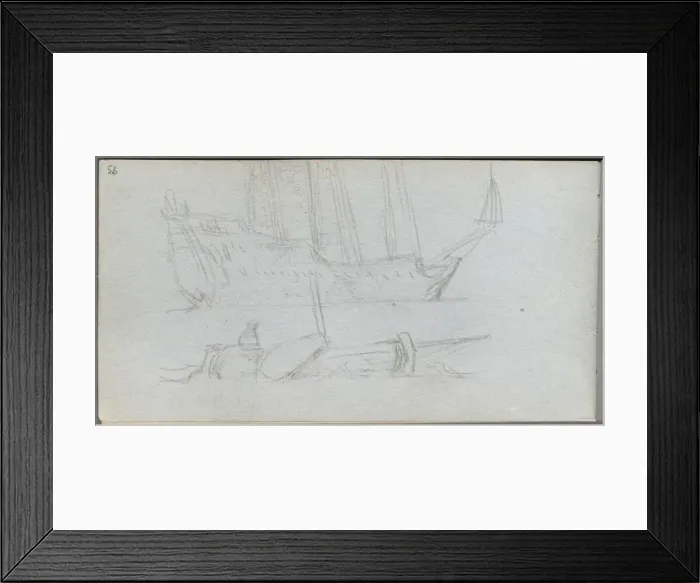 Framed Print : Sketchbook, page 85: Study of a Ship and Buoy. Creator: Ernest Meissonier (French, 1815-1891) Framed Print : Sketchbook, page 85: Study of a Ship and Buoy. Creator: Ernest Meissonier (French, 1815-1891)