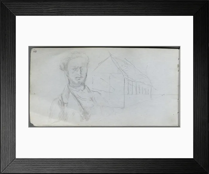 Framed Print : Sketchbook, page 99: Study of Figure, Building. Creator: Ernest Meissonier (French, 1815-1891) Framed Print : Sketchbook, page 99: Study of Figure, Building. Creator: Ernest Meissonier (French, 1815-1891)