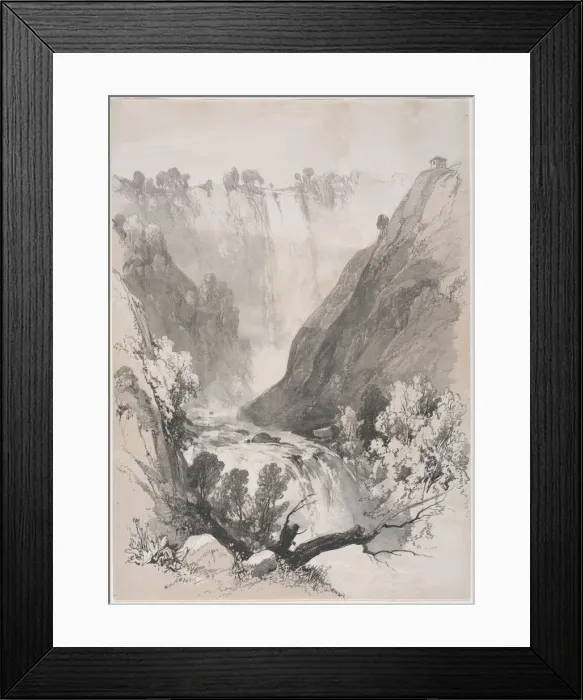 Framed Print : Sketches at Home and Abroad: Falls of Terni, 1830. Creator: James Duffield Harding (British Framed Print : Sketches at Home and Abroad: Falls of Terni, 1830. Creator: James Duffield Harding (British